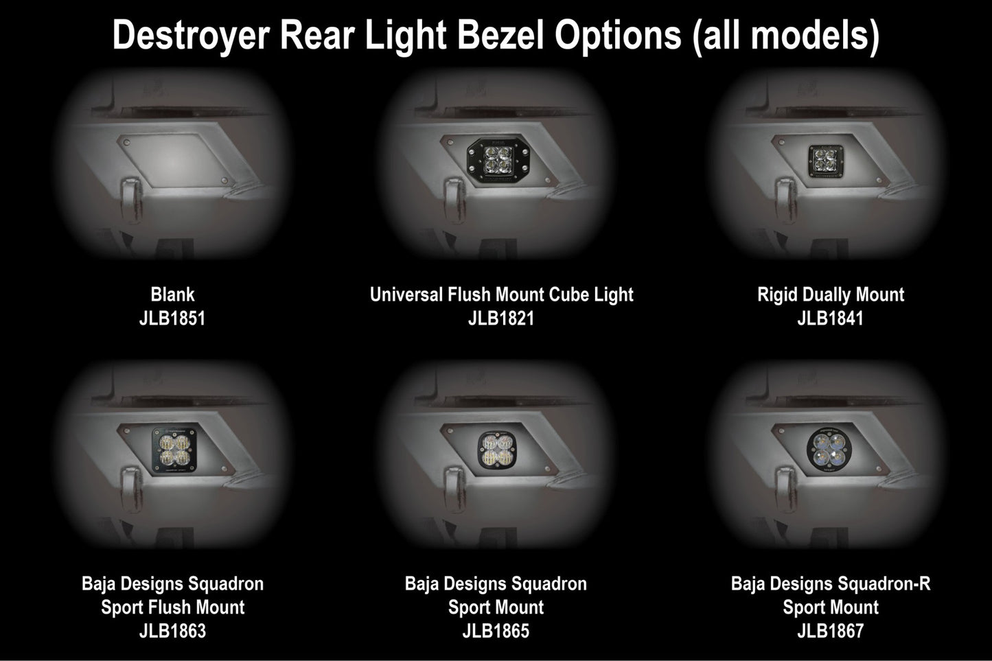 Destroyer Rear Light Bezel, Fits Rigid Pro-Series Dually Lights