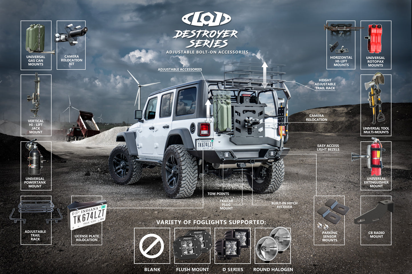 JL Destroyer Shorty Rear Bumper w / Tire Carrier