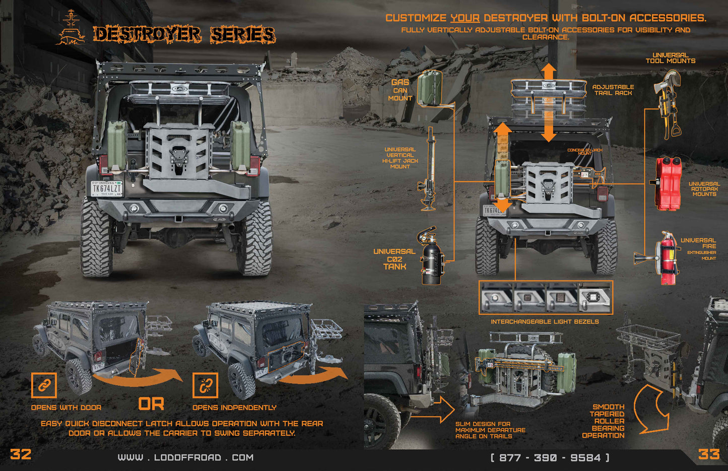 JK Destroyer Full Width Rear Bumper w / Tire Carrier