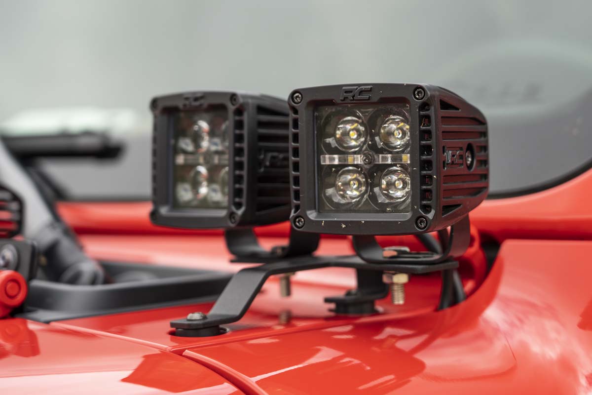 LED Light Kit | Quad | Cowl Mount | 2" Black | White DRL | Jeep Gladiator JT/Wrangler JL (18-25)