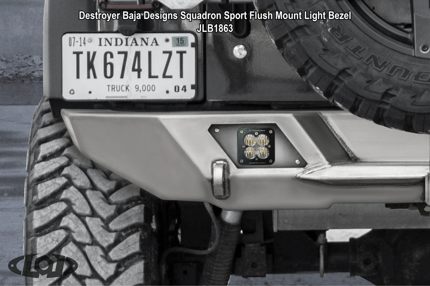 Destroyer Rear Light Bezel, Fits Baja Designs Squadron Flush Mount Lights