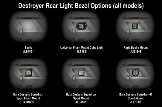 Destroyer Rear Light Bezel, Fits Baja Designs Squadron Round Lights